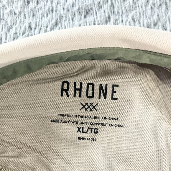 Rhone Polo Shirt Mens XL Beige Performance Stretch Golf Short Sleeve Athletic - Picture 3 of 9